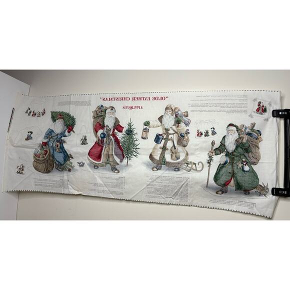 Vintage Olde Father Christmas Fabric Panel Appliques VIP Joan Messmore 4 Santas - Picture 2 of 7